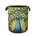 Peacock Laundry Basket Collapsible Laundry Hamper Clothes Storage Bin for Bathroom Bedroom Room Decor 16" X 20.8"