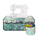 Peacock Sewing Machine Mat for Table Sewing Machine Pad Organizer with Storage Dust Resistant Non Slip Mats Sewing Machine Mats with Pockets for Sewing Supplies