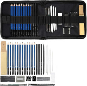 peacora 33-piece sketch pencils  drawing kit complete artist kit graphite pencils