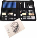 PEACORA 60pcs sketching pencil kit drawing kit zippered carry case
