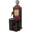 Peaktop Teamson Home Vintage Gas Station Statue 3 Tiered Floor Waterfall Fountain with Pump for Outdoor Patio Garden Backyard Decking, 42 Inch Height, Dark Red