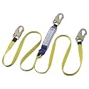 Peakworks Superior Grade, Heavy-Duty Polyester Webbing, UV and Abrasion Resistant, 6 ft. Double Leg Lanyard (2 Snap Hooks), Shock Absorber E6 Snap, Green, V8104406