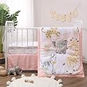 The Peanutshell 3 Piece Baby Crib Bedding Set for Girls - Newborn, Infant & Toddler Nursery Bed Set Decor with Fitted Crib Sheet, Dust Ruffle, Crib Comforter - Wildest Dreams
