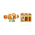 Pearhead Ceramic Fish and Treasure Chest Salt &amp; Pepper Shakers, Nautical and Beach Home and Kitchen Décor, Set of 2