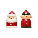 Pearhead Ceramic Santa Claus and Elf Salt and Pepper Shakers, Set of 2