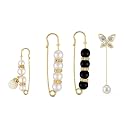 Pearl Brooch, Sweater Shawl Hat Clip Neckline Pins Double Faux Pearl Brooches for Women Girls Fashion Cover Up Buttons Clothing Dresses Decoration Accessories Pant Waist Tightener Safety Pins