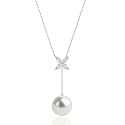 Pearl Necklaces for Women Dainty Freshwater Pearl Necklace Drop 925 Sterling Silver with Cubic Zirconia Christmas Mothers Day Valentine's Day Gifts For Women