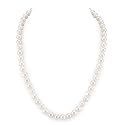 The Pearl Source Real White Freshwater Pearl Necklace for Women, AAA Grade Genuine Cultured Freshwater Pearls, Naturally Round Pearl Jewelry, Classic Fine Jewelry Gift for Women