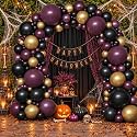 Dark Purple Black Balloons Halloween Balloon Arch Double Stuffed Balloons