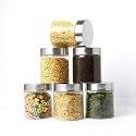 PEARLPET Plus Range Plastic Storage Jars &amp; Containers For Kitchen |Stackable |Air Tight| Steel Cap Jar Set Of 6 Food Grade Boxes For Kitchen storage | Bpa-Free |6 pieces of 500 Ml,Transparent