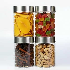 pearlpet plus range plastic storage jars amp containers for kitchen stackable air tight steel cap jar set of 4 food grade boxes for kitchen storage  bpa-free 4 pieces of 1400 mltransparent
