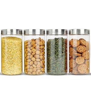 pearlpet plus range plastic storage jars amp containers for kitchen stackable  air tight steel cap jar set of 4 food grade boxes for kitchen storage  bpa-free 4 pieces of 1700 mltransparent