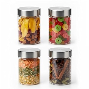 pearlpet plus range plastic storage jars amp containers for kitchen stackable air tight steel cap jar set of 4 food grade boxes for kitchen storage  bpa-free 4 pieces of 750 mltransparent