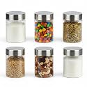 PEARLPET Plus Range Plastic Storage Jars &amp; Containers For Kitchen |Stackable |Air Tight| Steel Cap Jar Set Of 6 Food Grade Boxes For Kitchen storage | Bpa-Free |6 pieces of 300 Ml,Transparent