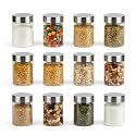 PEARLPET Plus Range Plastic Storage Jars &amp; Containers For Kitchen |Stackable |Air Tight| Steel Cap Jar Set Of 12 Food Grade Boxes For Kitchen storage | Bpa-Free |12 pieces of 300 Ml,Transparent