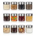 PEARLPET Plus Range Plastic Storage Jars &amp; Containers For Kitchen |Stackable |Air Tight| Steel Cap Jar Set Of 12 Food Grade Boxes For Kitchen storage | Bpa-Free |12 pieces of 200 Ml,Transparent