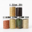 PEARLPET Plus Range Plastic Storage Jars &amp; Containers For Kitchen |Stackable |Air Tight| Steel Cap Jar Set Of 6 Food Grade Boxes For Kitchen storage | Bpa-Free | 6 pieces of 1700 Ml,Transparent