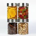 PEARLPET Plus Range Plastic Storage Jars &amp; Containers For Kitchen |Stackable |Air Tight| Steel Cap Jar Set Of 4 Food Grade Boxes For Kitchen storage | Bpa-Free |4 pieces of 1400 Ml,Transparent