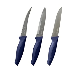 pearlpet premium kitchen knife set of 3 tomato utility vegetable knives  stainless steel knife for kitchen use  sharp  durable  kitchen knives chaku dark blue
