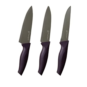 pearlpet premium kitchen knife set of 3 vegetable regular and large chef knives  stainless steel knife for kitchen use  sharp  durable  kitchen knives chaku purple