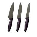 PEARLPET Premium Kitchen Knife Set of 3 (Vegetable, Regular and Large Chef Knives) | Stainless Steel Knife for Kitchen Use | Sharp | Durable | Kitchen Knives (Chaku), Purple