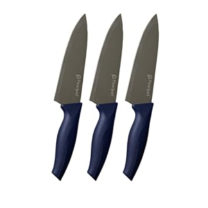 pearlpet premium kitchen large chef knife stainless steel knife for kitchen use  sharp  durable  kitchen knives chaku 3pcs dark blue