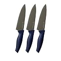 PEARLPET Premium Kitchen Large Chef Knife |Stainless Steel Knife for Kitchen Use | Sharp | Durable | Kitchen Knives (Chaku), 3pcs (Dark Blue)