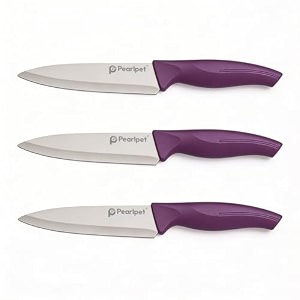 pearlpet premium kitchen regular chef knife stainless steel knife for kitchen use  sharp  durable  kitchen knives chaku 3pcs purple