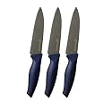 PEARLPET Premium Kitchen Regular Chef Knife |Stainless Steel Knife for Kitchen Use | Sharp | Durable | Kitchen Knives (Chaku), 3pcs (Dark Blue)