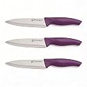 PEARLPET Premium Kitchen Regular Chef Knife |Stainless Steel Knife for Kitchen Use | Sharp | Durable | Kitchen Knives (Chaku), 3pcs (Purple)