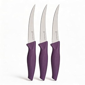 pearlpet premium kitchen tomato knife stainless steel knife for kitchen use  sharp  durable  kitchen knives chaku 3pcs purple