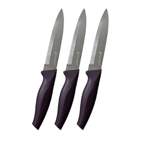 pearlpet premium kitchen utility knife stainless steel knife for kitchen use  sharp  durable  kitchen knives chaku 3pcs purple
