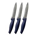 PEARLPET Premium Kitchen Utility Knife |Stainless Steel Knife for Kitchen Use | Sharp | Durable | Kitchen Knives (Chaku), 3pcs (Dark Blue)