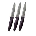 PEARLPET Premium Kitchen Utility Knife |Stainless Steel Knife for Kitchen Use | Sharp | Durable | Kitchen Knives (Chaku), 3pcs (Purple)