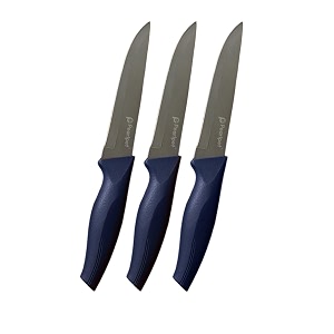 pearlpet premium kitchen vegetable knife stainless steel knife for kitchen use  sharp  durable  kitchen knives chaku 3pcs dark blue