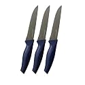 PEARLPET Premium Kitchen Vegetable Knife |Stainless Steel Knife for Kitchen Use | Sharp | Durable | Kitchen Knives (Chaku), 3pcs (Dark Blue)