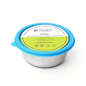pearlpet sylo stainless steel bowl 900 ml  airtight food storage bowl with bpa-free lid  rust-proof hygienic amp leak-proof container for kitchen lunch amp travel blue