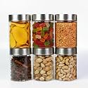 PEARLPET Plus Range Plastic Storage Jars &amp; Containers For Kitchen |Stackable |Air Tight| Steel Cap Jar Set Of 6 Food Grade Boxes For Kitchen storage | Bpa-Free |6 pieces of 1400 Ml,Transparent