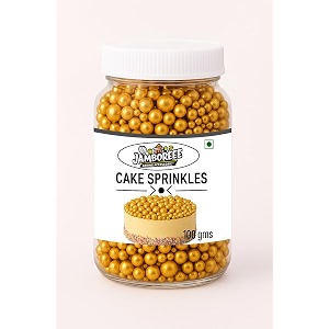 jamboreee golden cake sprinkles  edible metallic gold balls for cake decoration cupcakes desserts amp baking  100g jar