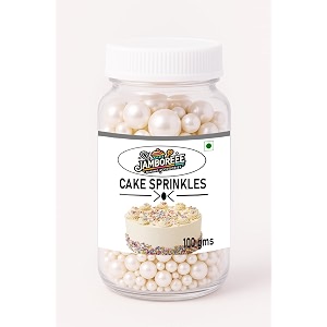 jamboreee edible pearl cake sprinkles  white sugar balls for cake decoration cupcakes cookies amp desserts  baking accessories 100g