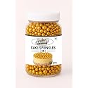 Jamboreee Golden Cake Sprinkles – Edible Metallic Gold Balls for Cake Decoration, Cupcakes, Desserts &amp; Baking – 100g Jar