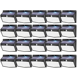peasur 20 packs solar outdoor lights motion sensor solar security light waterproof with 3 lighting modes solar powered wall lights outside for garden fence yard