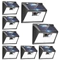 Peasur 8Pack Solar Outdoor Fence Lights, 140 LED /500 Lumen, Black, Plastic, Waterproof, Modern Style, Motion Sensor, Solar Powered