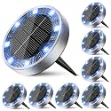 Peasur Mini Solar Ground Lights Outdoor, 8 Pack Flat Solar Powered Disc Lights, IP68 Waterproof, Anti-Rust, Landscape Lighting for Pathway Garden Yard Lawn Walkway Landscape Driveway, Blue