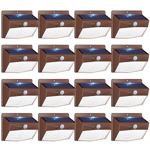 peasur pack of 16 solar lights outdoor motion sensor solar security lights waterproof with 3 lighting modes solar powered wall lights for