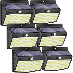 peasur set of 6 solar outdoor lights 138 led outdoor solar light with motion detector waterproof 3 modes outdoor lighting solar led spotlight for garden terrace garage