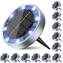 Peasur Solar Ground Lights Outdoor, 12 Pack Flat Solar Powered Disc Lights, IP68 Waterproof, Anti-Rust, Landscape Lighting for Pathway Garden Yard Lawn Walkway Landscape Driveway, Blue