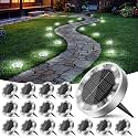 Peasur Solar Ground Lights Outdoor, 16 Pack Flat Solar Powered Disc Lights, IP68 Waterproof, Anti-Rust, Landscape Lighting for Pathway Garden Yard Lawn Walkway Landscape Driveway, Mini, Cool White