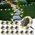 Peasur Solar Ground Lights Outdoor, 16 Pack Flat Solar Powered Disc Lights, IP68 Waterproof, Anti-Rust, Landscape Lighting for Pathway Garden Yard Lawn Walkway Landscape Driveway, Mini, Warm White