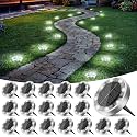 Peasur Solar Ground Lights Outdoor, 18 Pack Flat Solar Powered Disc Lights, IP68 Waterproof, Anti-Rust, Landscape Lighting for Pathway Garden Yard Lawn Walkway Landscape Driveway, Mini, Cool White